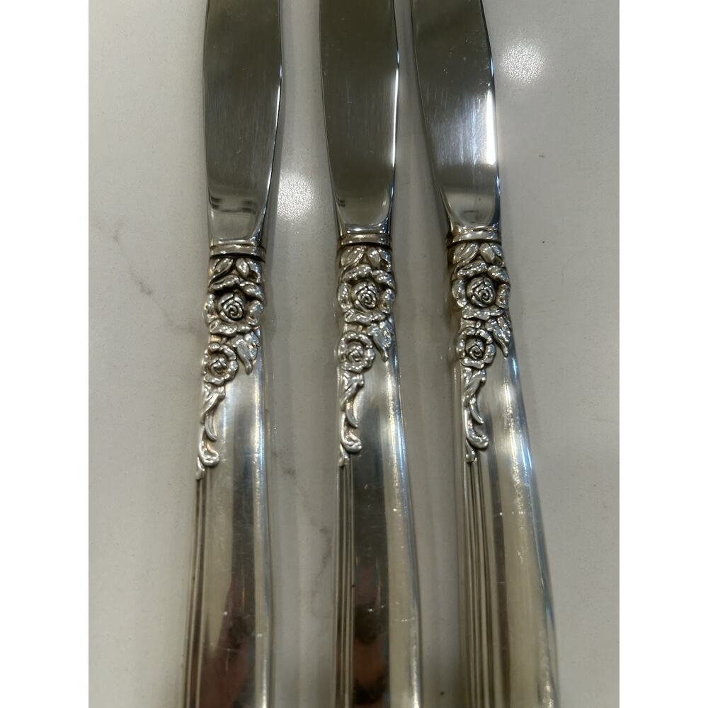 Vtg‎ Oneida Prestige Gay Adventure 1955 Silver Plated MCM Set Of 3 Dinner Knives - Picture 7 of 8